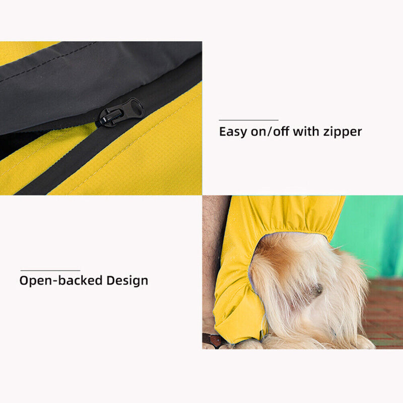 #A Pet Raincoat Four-Legged All-Inclusive with Reflective Strips Poncho Rain Cov
