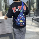 Children Cute Cartoon Print Nylon Chest Bags Mini Crossbody Bags (Blue)