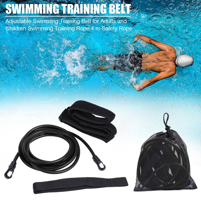 Swim Training Exercise Belts Rope Swimming Harness Resistance Band (Black) Newly