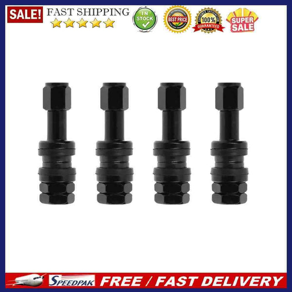 4pcs Car Stainless Steel Clamp-in Tubeless Tyre Tire Wheel Valves (Black)