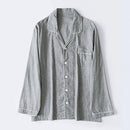 Men Cotton Pajamas Sets Long Sleeve Tops Clothes Sleepwear Suit(Grey L)