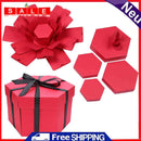 3pcs Explosion Box Hexagonal DIY Photo Album Scrapbooking Box Gift (Red)