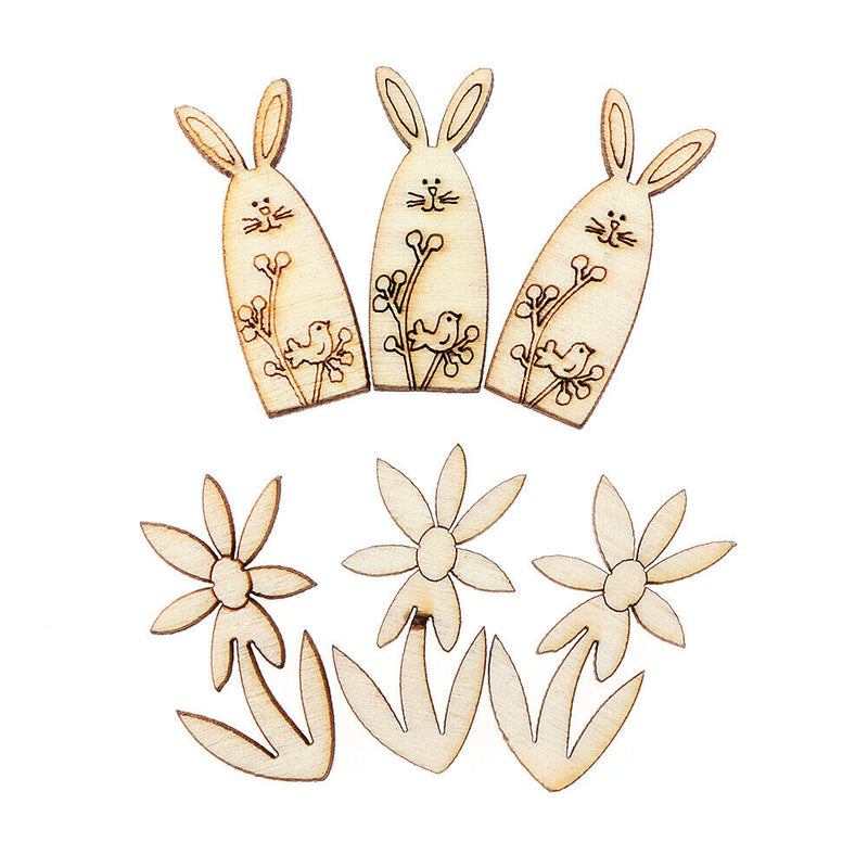 Wooden DIY Craft Eggs Easter Decorations Wood Chips Wood Slice Easter Rabbit