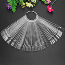 50pcs Nail Art False Tips Sticks Display Fan Design(Steel ring transparent)