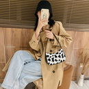 Women Plush Shoulder Underarm Bag Cow Print Fashion Winter Handbag Tote (1)