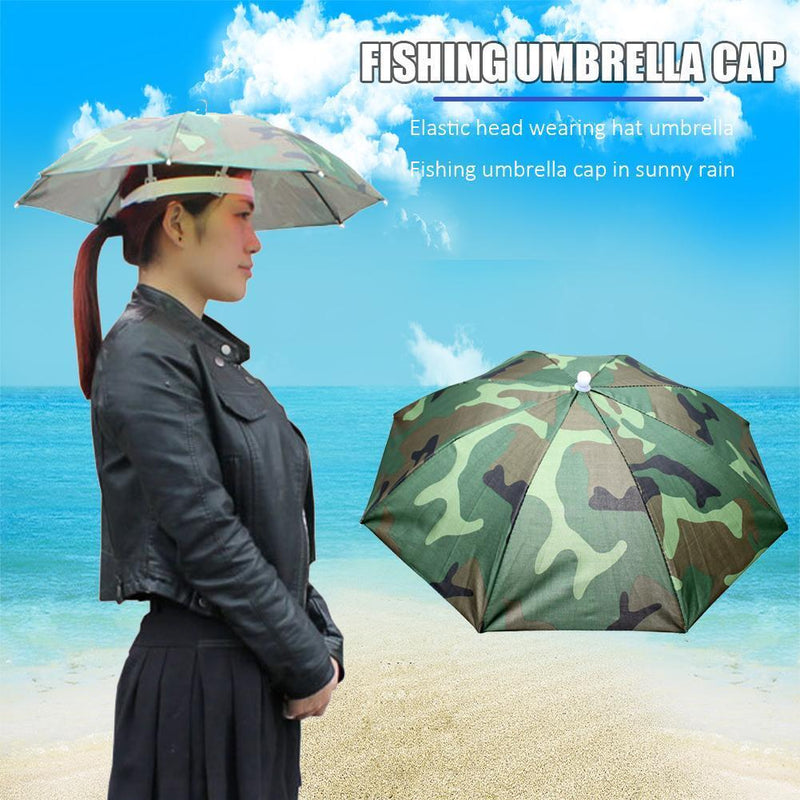 Foldable Umbrella Hat Outdoor Fishing Hiking Sun Shade Cap (Camo)