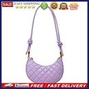 Fashion Lattice Pattern PU Hobos Bags Women Solid Crescent Shoulder Handbags