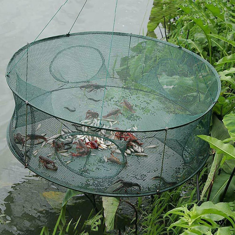 Automatic Fishing Net Trap Cage Round Shape Open For Crab Crayfish Lobster F7X0