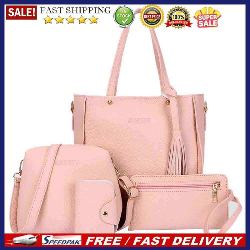 4pcs Women Handbag Lady PU Leather Shoulder Bag Tote Purse Messenger Satche