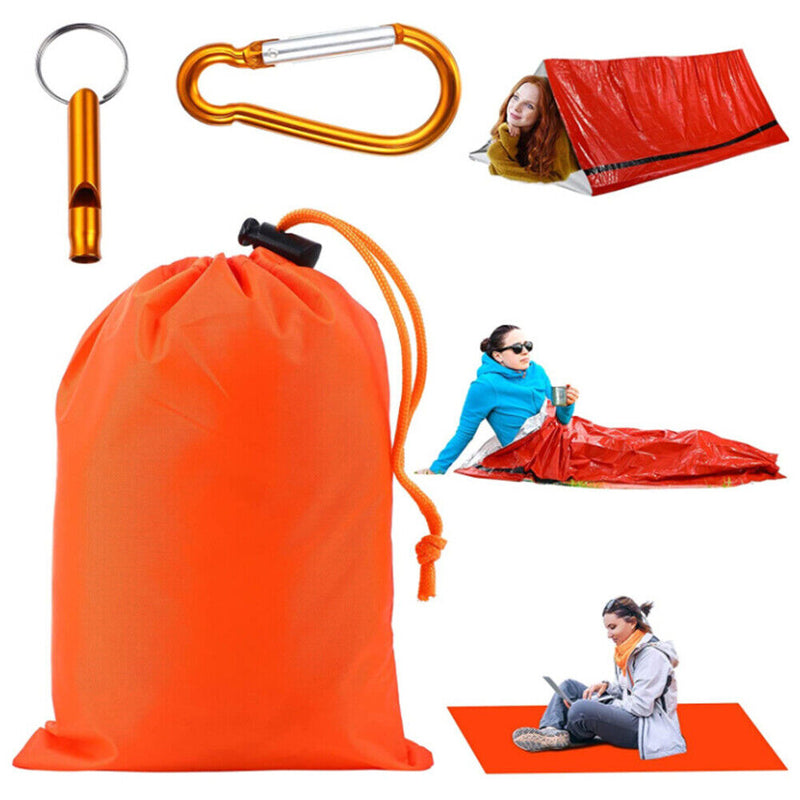 First Aid Sleeping Bag Portable Single Survival Thermal Blanket (Orange) Newly