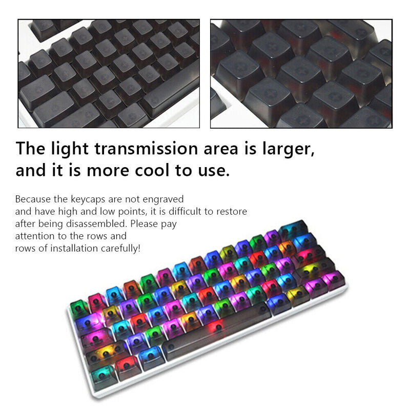 104pcs Transparent Mechanical Keyboard Keycaps Computer Key Cap Set (Black)