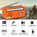 Rechargeable Flashlight Emergency Radio 2000mAh Solar Charging Hand Crank Radio