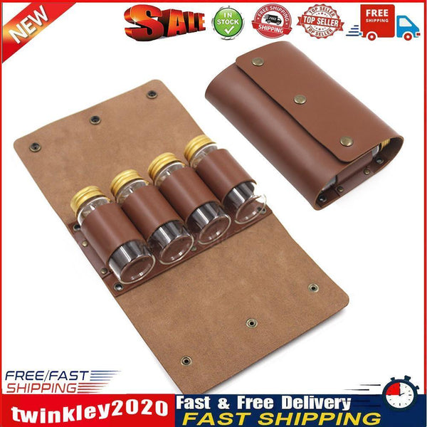 Outdoor Spice Bottle Set Camping Picnic Condiment Storage Bag with 4 Cans Newly