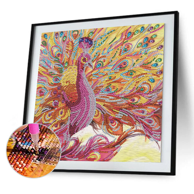 5D Diamond Painting Peacock Partial Special Shape Drill Wall DIY (UP270) Newly