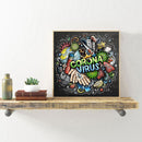 Abstract Word Full Round Drill Mosaic Wall Art Picture of Rhinestone Decoration