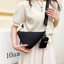 Triangle Shoulder Bags Nylon Crossbody Handbags with Small Clutch Purse Pendant