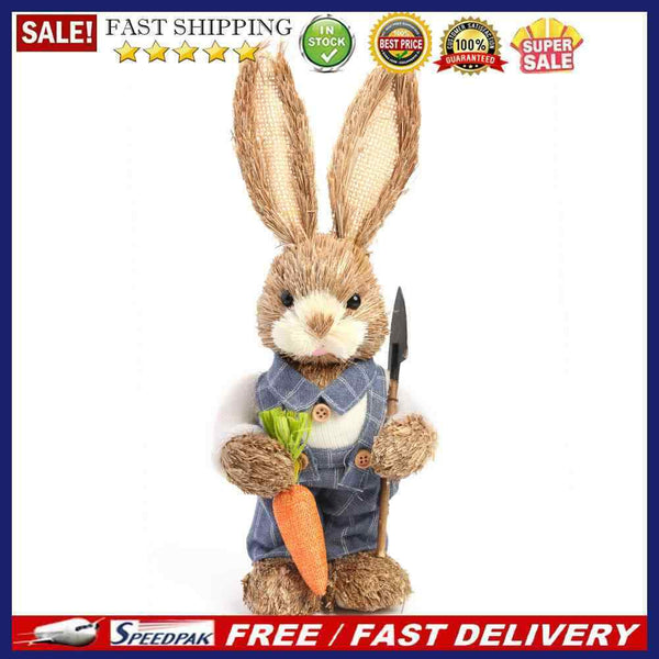 Easter Bunny Ornaments Cute Straw Simulation Standing Rabbits Photography Pro