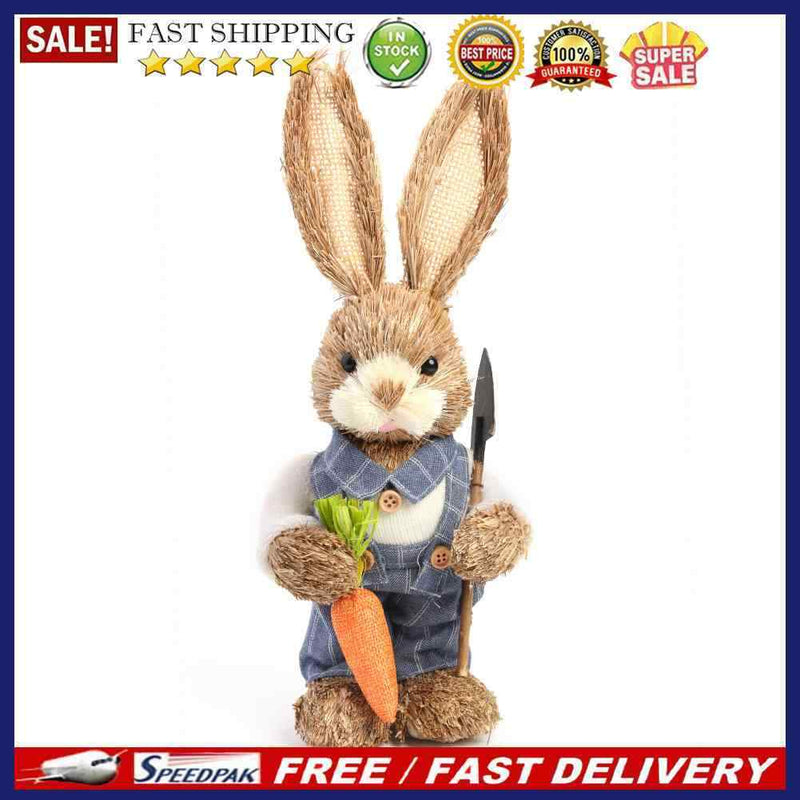 Easter Bunny Ornaments Cute Straw Simulation Standing Rabbits Photography Pro