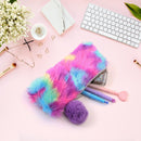 Women Plush Leather Pen Bags Storage Cosmetics Case School Pencil Bag (1)