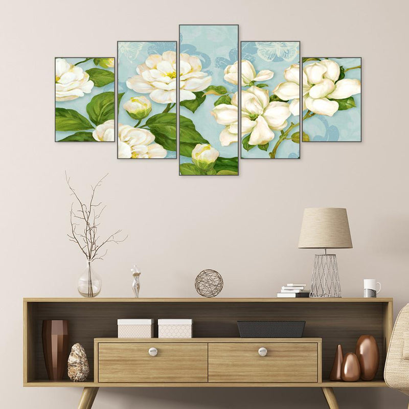5pcs 5D DIY Full Drill Diamond Painting Lotus Cross Stitch Kits Home Wall Dec