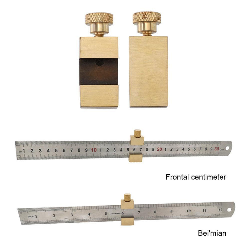 30cm Steel Ruler Woodworking Angle Scriber Brass Locator Positioning Block Newly