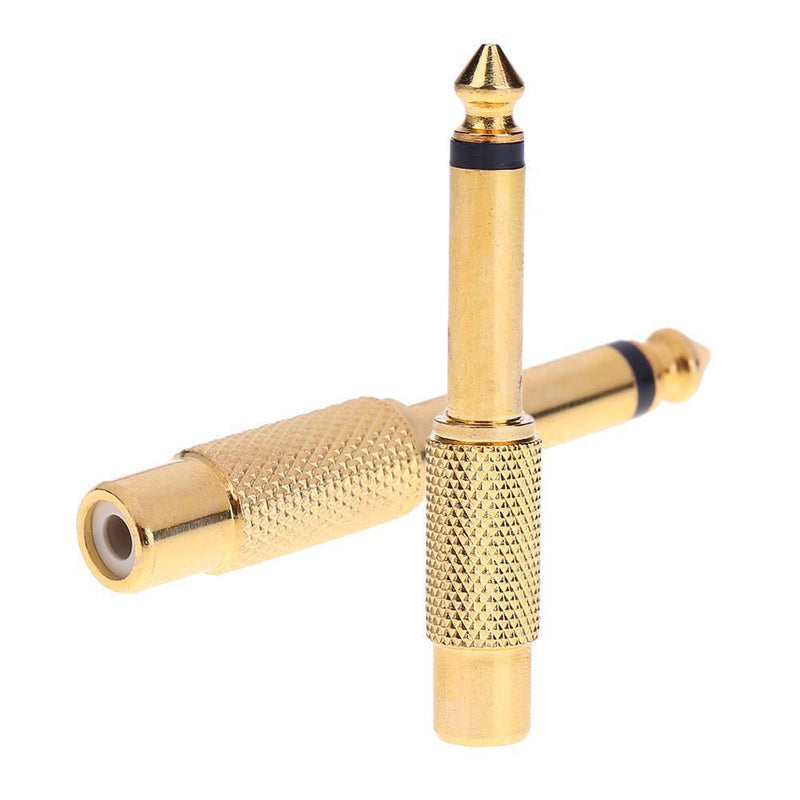 1pc 6.35mm 1/4 in Mono Male Pin to RCA Female Audio Adapter