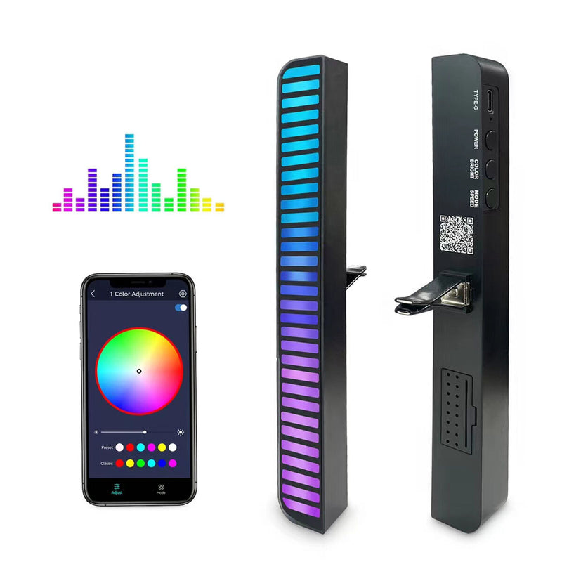 Voice-Activated Pickup Rhythm Lights RGB Stick Music Level Light (Black)