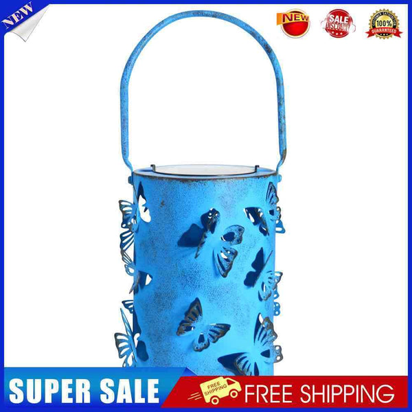 Wrought Iron Butterfly Lantern LED Solar Light Hollow Hanging Lamp Garden Decor