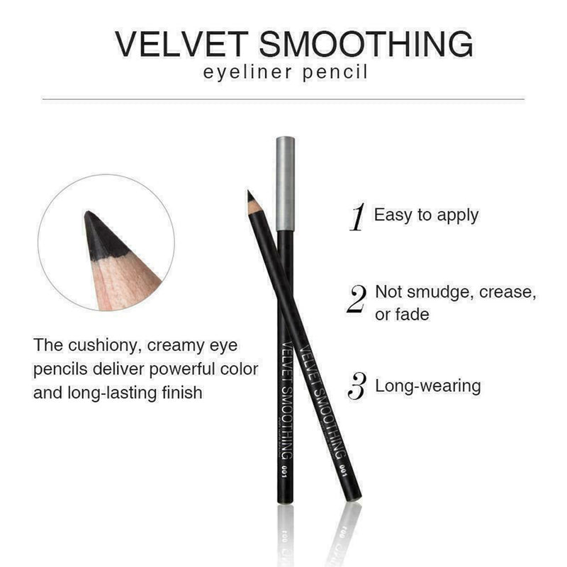 12PCS Waterproof Eye Liner Beauty Cosmetic Smooth Black Penc F9C4 Eyeliner V2F6