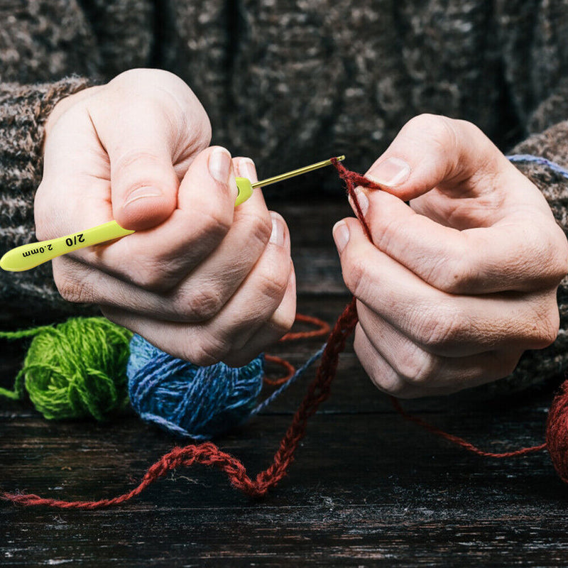 9pcs Aluminum Crochet Hooks ABS Handle Knitting Yarn Sweater Weave Tool (A)