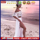 Sexy Off Shoulder Dress Women Solid Color Summer Lady Floor Length Beach Dress (