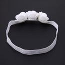 Baby Three Flowers Headband Ribbon Hair Bands Handmade DIY Headwear(White)