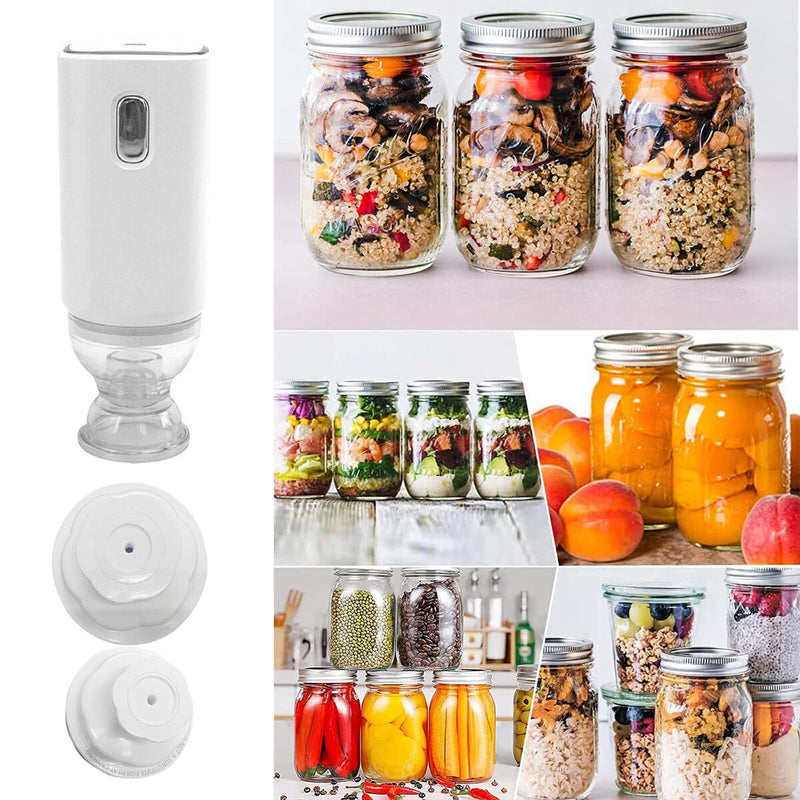 Mason Jar Sealer - Rechargeable Full Automatic Jar Vacuum Sealer Attachment