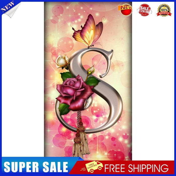 Letter S Rose Oil Paint By Numbers Kits Canvas Picture Wall Art DIY Crafts