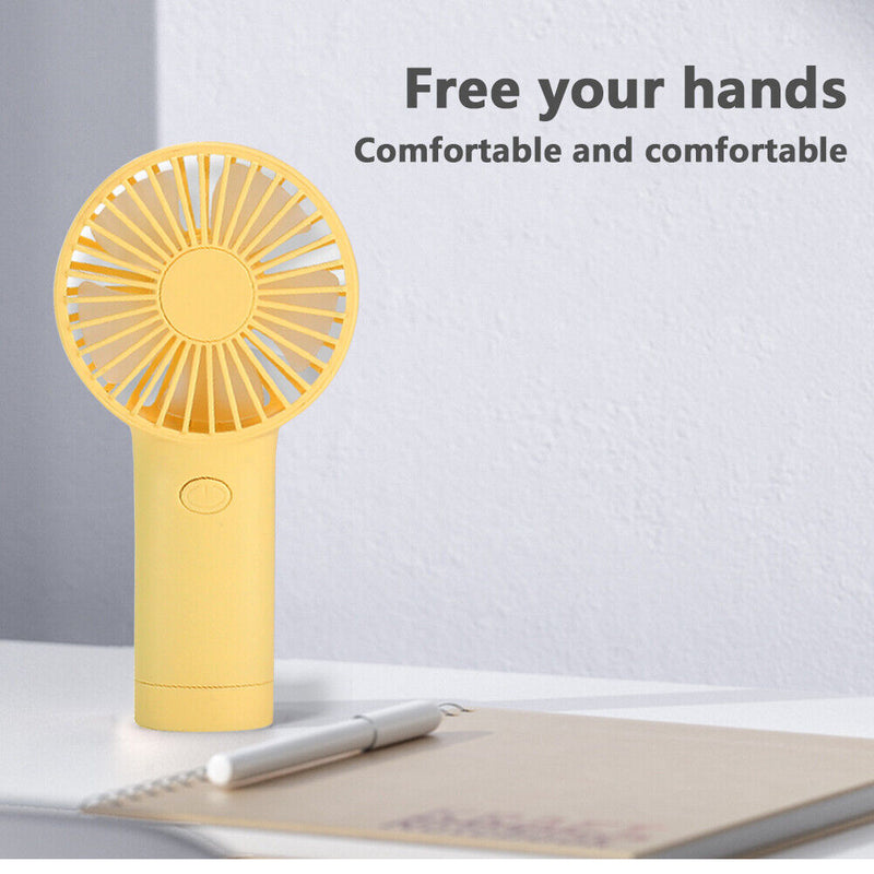 USB Mini Wind Power Handheld Fan Portable Summer Small Cooling Fan (Yellow)