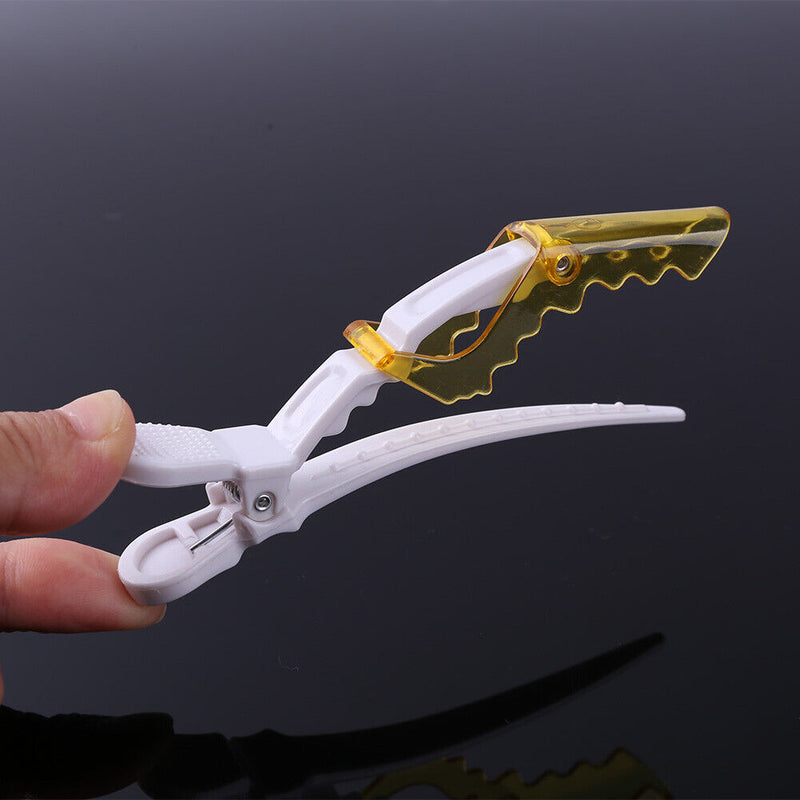 10pcs Plastic Salon Hair Clip Set Hairdressing Crocodile Hair Grip (Yellow)