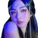 Headdress Rhinestone Fringed Forehead Chain Crystal Long Tassel Headwear