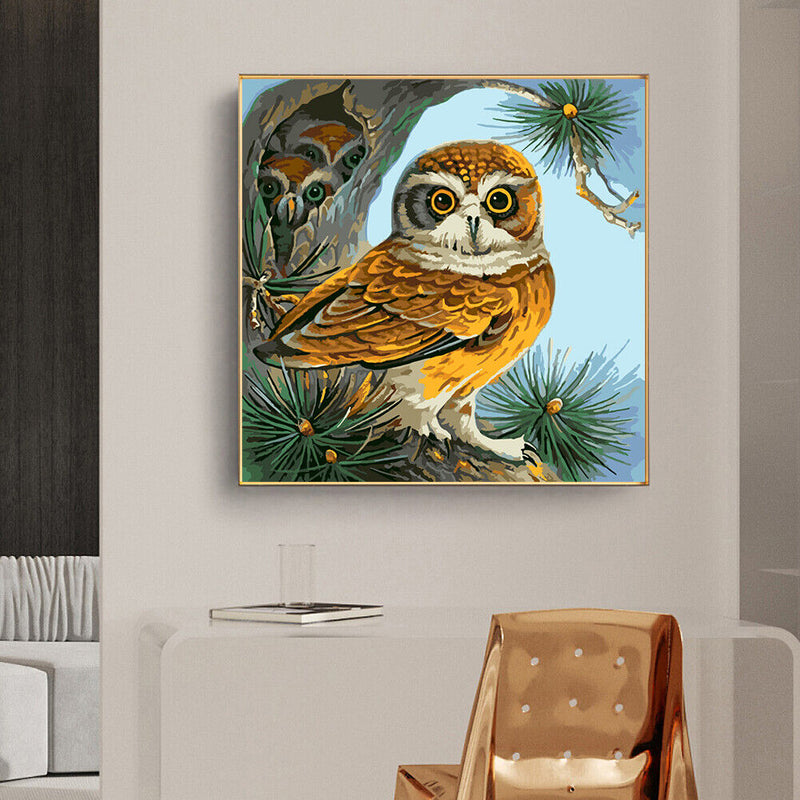 DIY Paint By Number Kit Owl Animals Acrylic Paint Home Office Art Craft Gifts