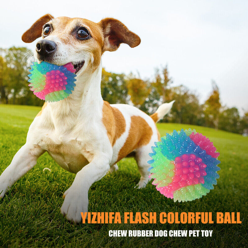 Glowing Molar Ball Color Resistant Bite Elastic Flashing Pet Ball (Prickly)