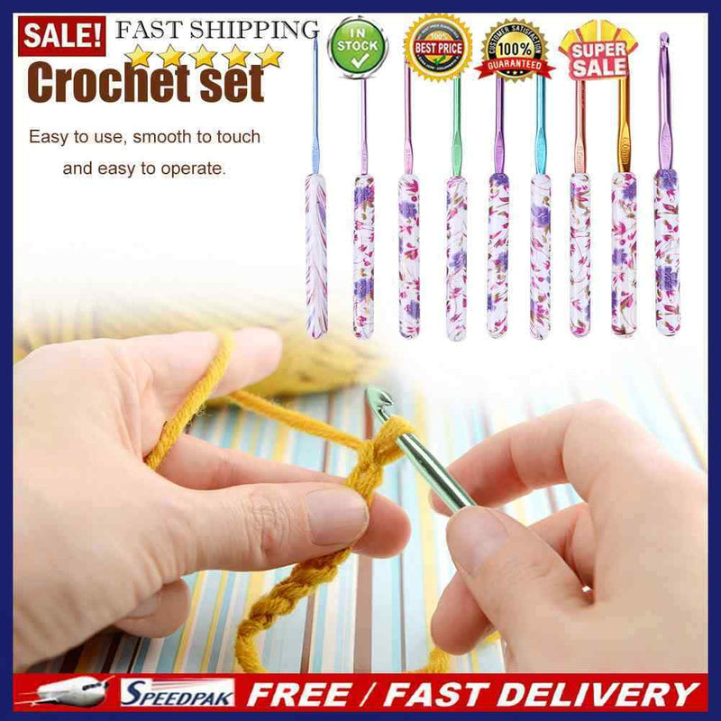 9pcs Knitting Needles Handmade Crafts Aluminum Crochet Set for Sewing Weave Tool