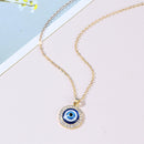 Evil Eye Pendant Necklace Chain - Third Blue Eyes Amulet Ojo Dainty Necklac