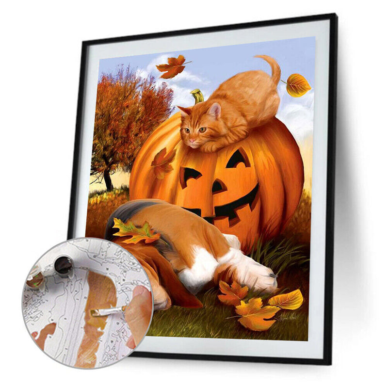Digital Oil Painting Halloween Animals for Children Hand Painted Art Decoration