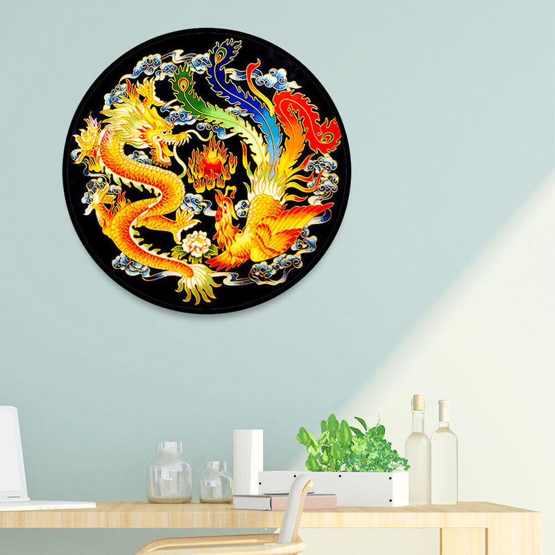 60x60cm 11CT Cross Stitch Kit DIY Stamped Dragon and Phoenix Needlework (B)