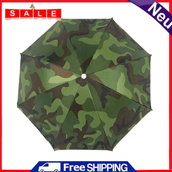Umbrella Hat Foldable Sun Shade Waterproof Camping Headwear Cap (Army Green)