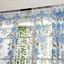 Peony Curtain Living Room Bedroom Home Door Window Curtain (Blue) Newly