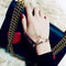 Women Jewelry Roma Letter Stainless Steel Cuff Bangles Heart Dangle Bracelet