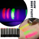 12X Halloween Glow In Dark Face Black Light Paint Neon Crayon Kit Makeup Marker