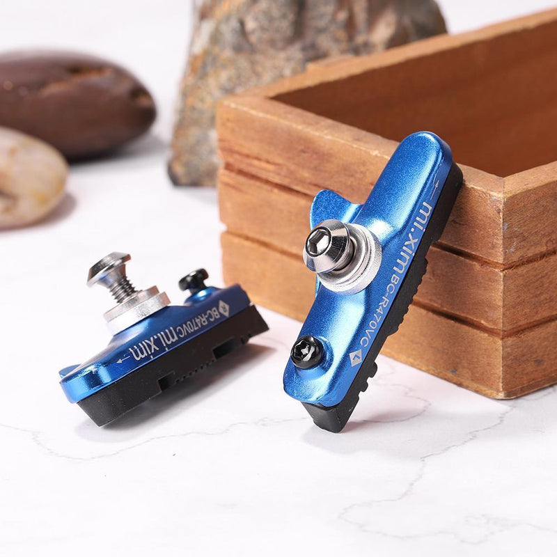 2X Road Bicycle Cycling Folding Bike V Brake Pads Holder Blocks (Blue)