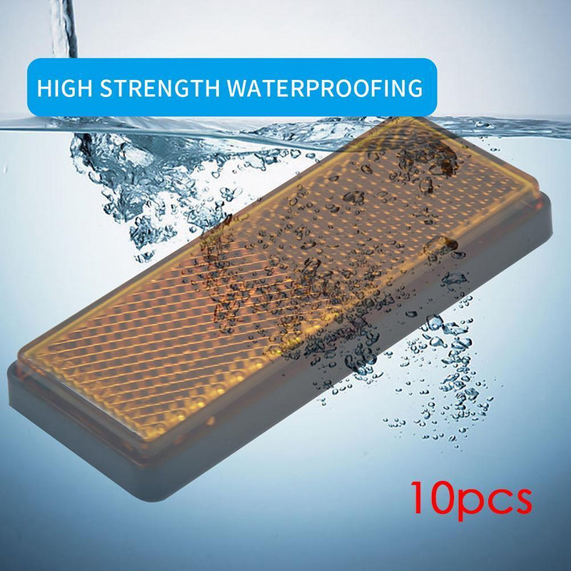 10pcs Orange Adhesive Reflectors Rectangular IP67 Waterproof for Truck Trailer