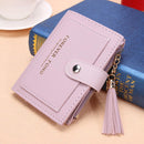 Folded Women Tassels PU Leather Handbag Hasp Small Wallet Purse(Purple)